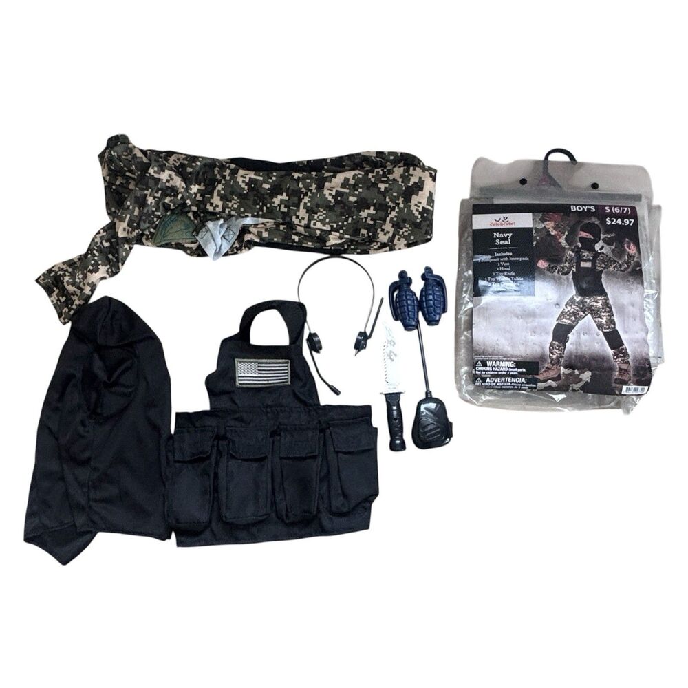 Way To Celebrate Boys Navy Seal Costume S 6/7 Camo Military Halloween Dress Up